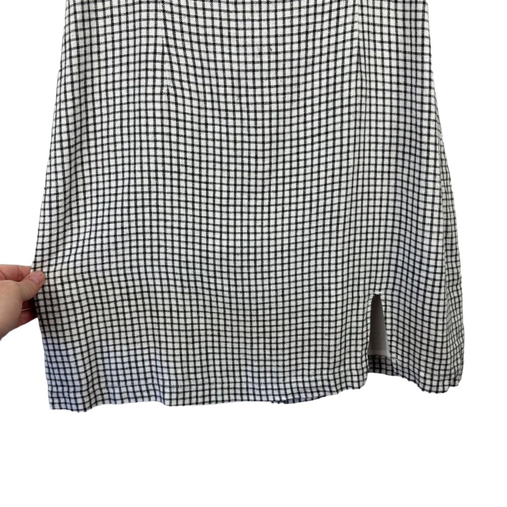 Abercrombie & Fitch Sz S Black White Check Linen Blend Mini Dress w/ Hair Tie - Picture 4 of 15